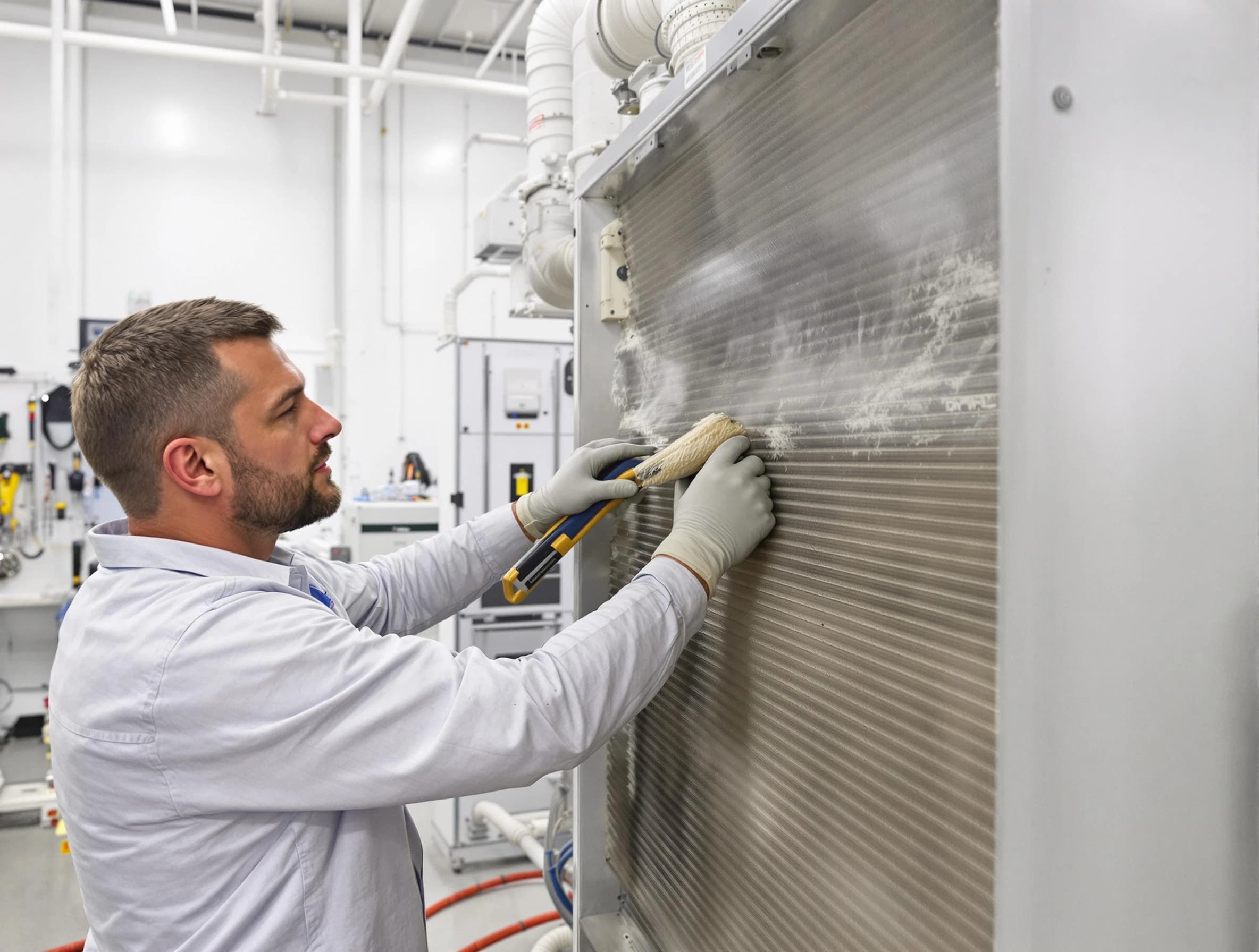 Argo Air Duct Cleaning technician performing precision commercial coil cleaning at a Argo business