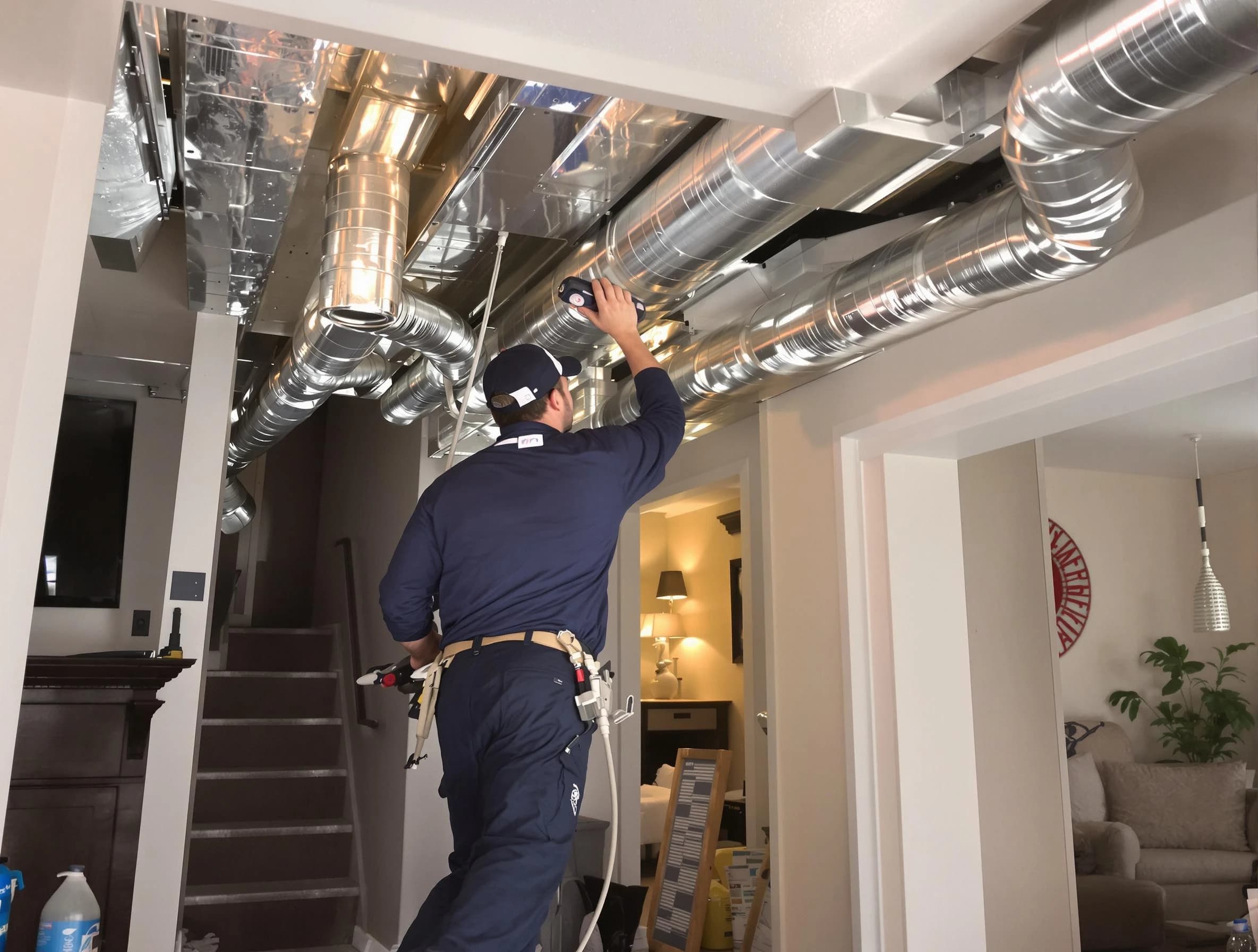 Argo Air Duct Cleaning expert performing specialized duct cleaning in a mobile home in Argo
