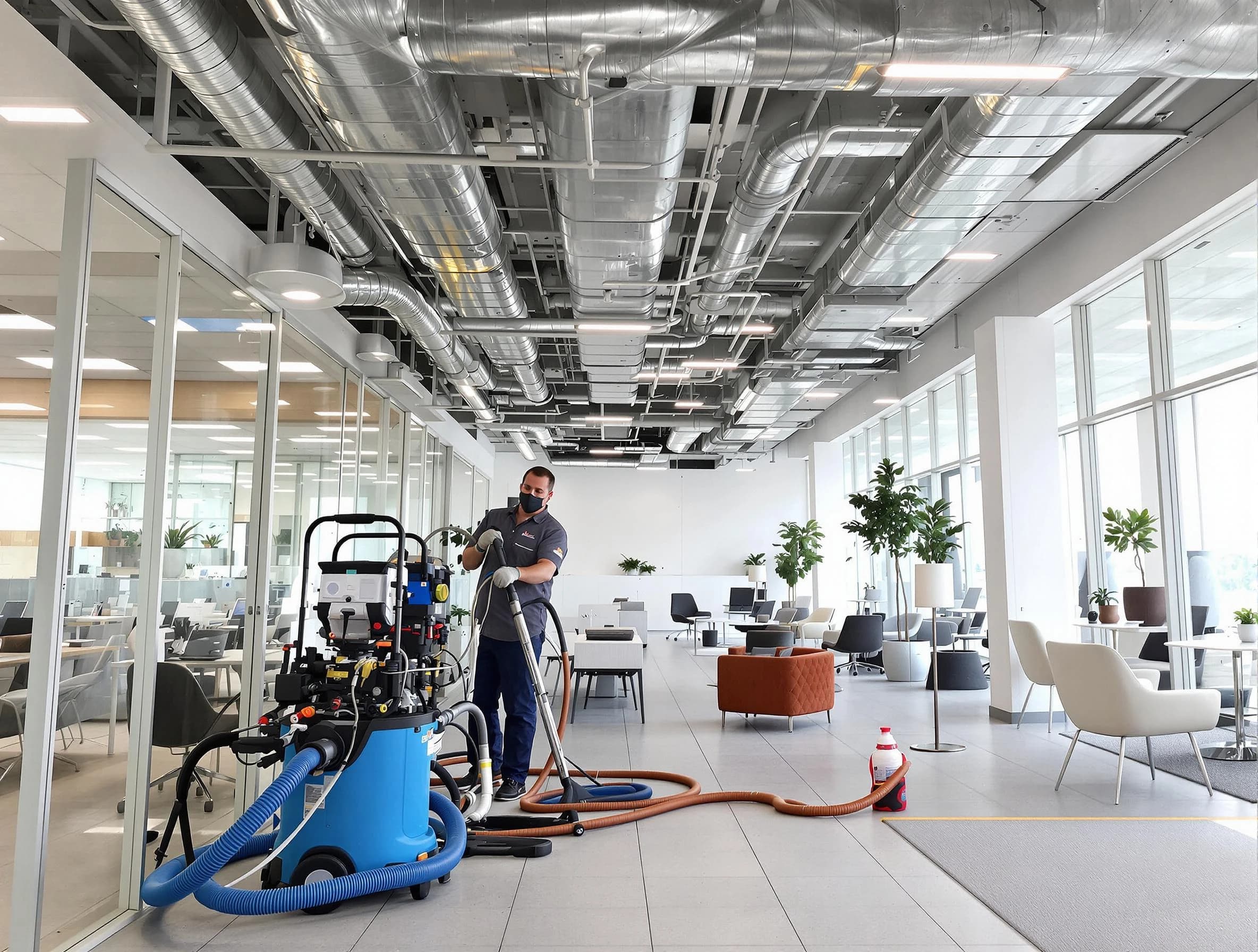 Argo Air Duct Cleaning team conducting comprehensive commercial duct cleaning at a business location in Argo