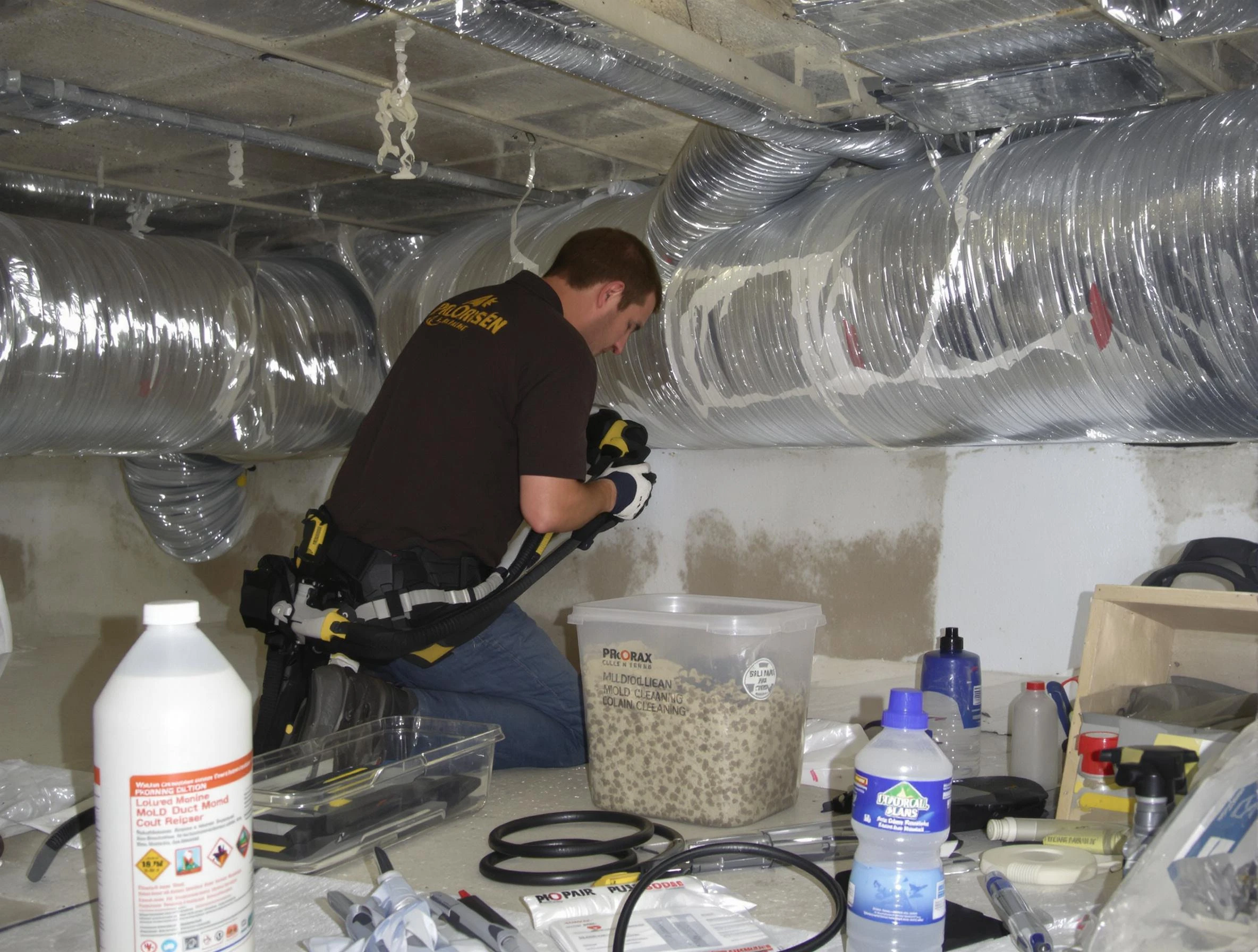 Argo Air Duct Cleaning specialist performing professional mold removal from air ducts in Argo