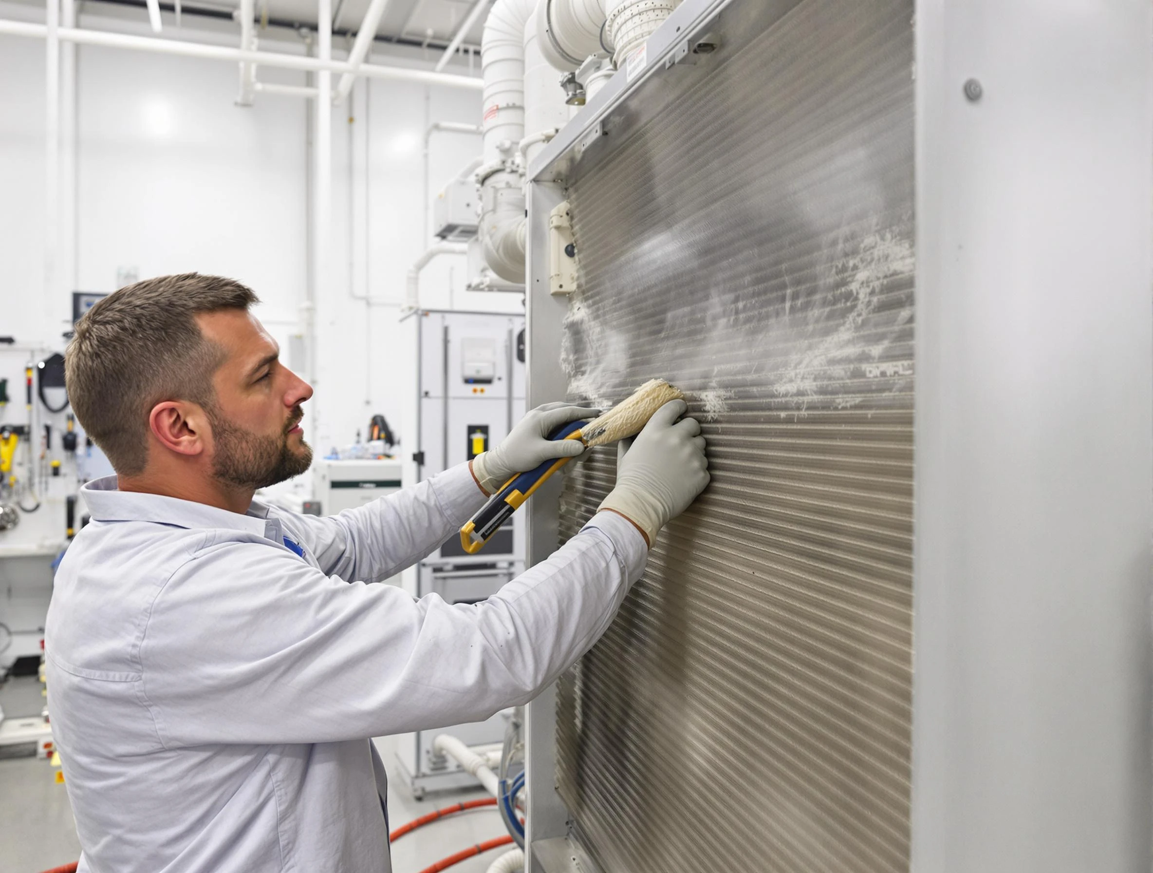 Argo Air Duct Cleaning technician performing precision commercial coil cleaning at a Argo business